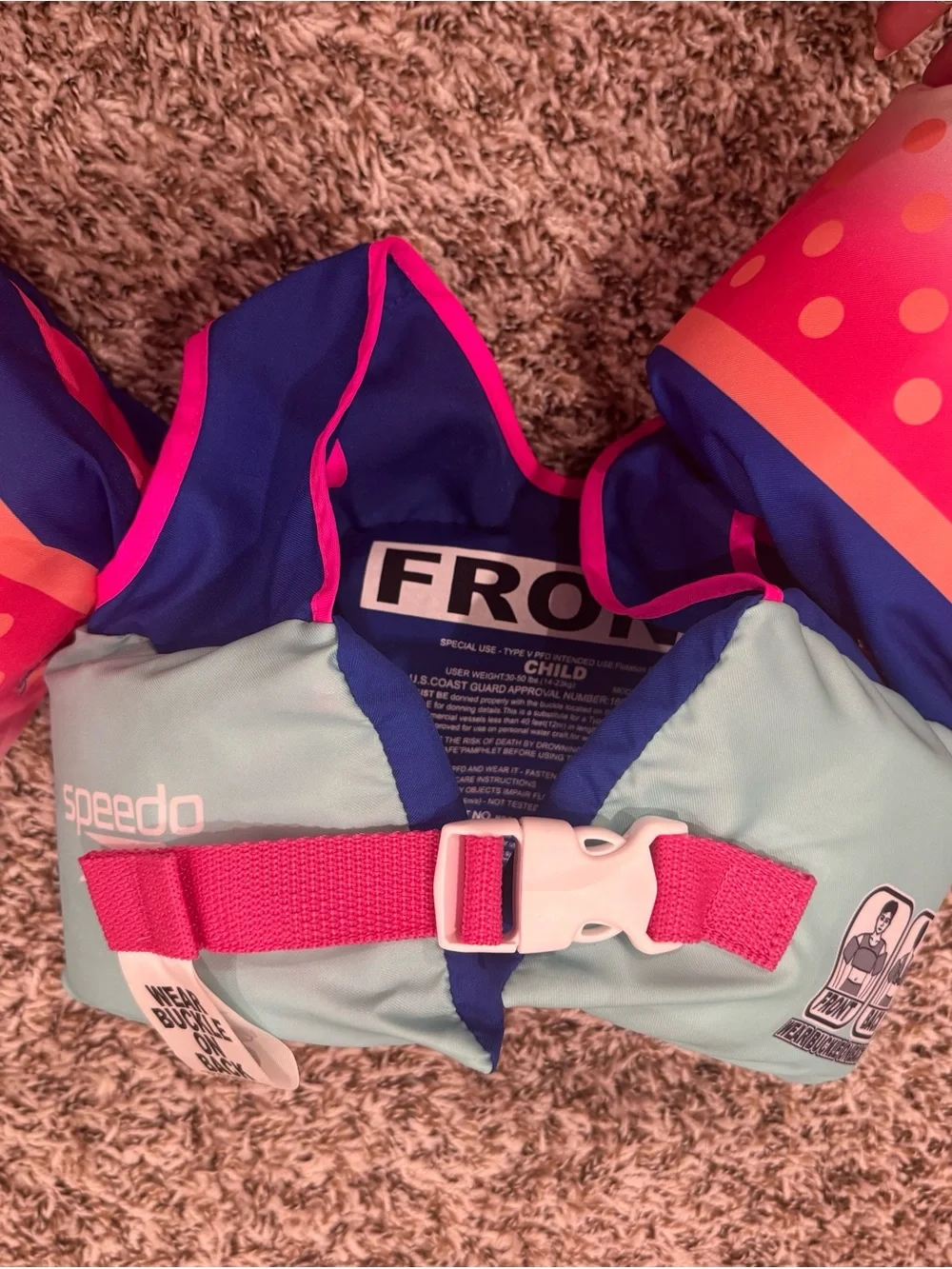 Kids Blue and Pink Float Vest - Stay Pawsitive Design